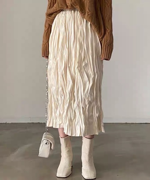 SEN TOKYO(セントーキョー)の「ふわっとエアリー。レトロプリーツミドル丈スカート(スカート・レディース・ブラック/アイボリー・FREE)」の8枚目の写真