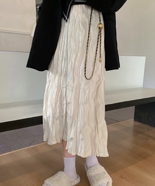 SEN TOKYO(セントーキョー)の「ふわっとエアリー。レトロプリーツミドル丈スカート(スカート・レディース・ブラック/アイボリー・FREE)」の6枚目の写真