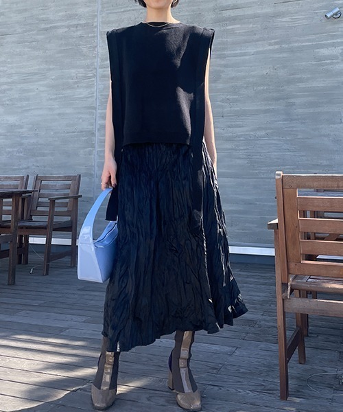 SEN TOKYO(セントーキョー)の「ふわっとエアリー。レトロプリーツミドル丈スカート(スカート・レディース・ブラック/アイボリー・FREE)」の16枚目の写真