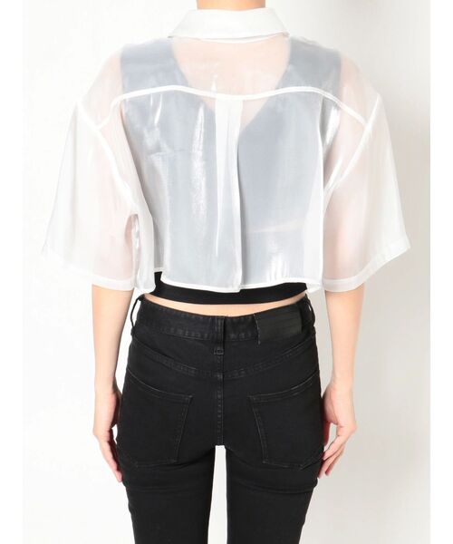 MURUA（ムルーア）の「ハーフスリーブシャイニーシアーシャツ（シャツ/ブラウス・レディース・ホワイト/ブラック/カーキ・FREE）」の19枚目の写真