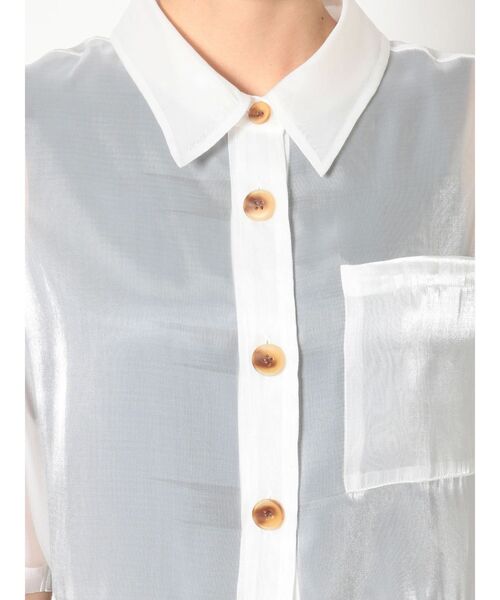 MURUA（ムルーア）の「ハーフスリーブシャイニーシアーシャツ（シャツ/ブラウス・レディース・ホワイト/ブラック/カーキ・FREE）」の20枚目の写真