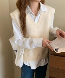 ▲Ｖ Neck Slit Knit Vest / ブイネック スリット ニットベスト