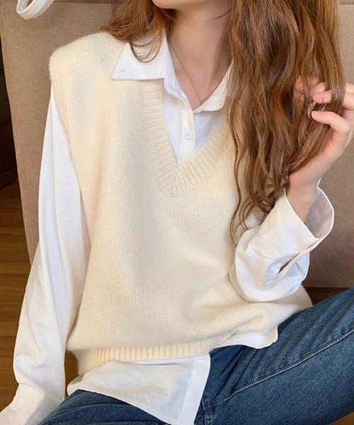 ROOPTOKYO（ループトウキョウ）の「▲Ｖ Neck Slit Knit Vest / ブイネック スリット ニットベスト（ベスト・メンズ・ブラック/グレー/レッド/イエロー/ライトベージュ・S/M）」の19枚目の写真