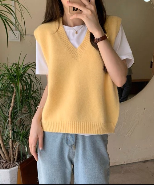 ROOPTOKYO（ループトウキョウ）の「▲Ｖ Neck Slit Knit Vest / ブイネック スリット ニットベスト（ベスト・メンズ・ブラック/グレー/レッド/イエロー/ライトベージュ・S/M）」の17枚目の写真