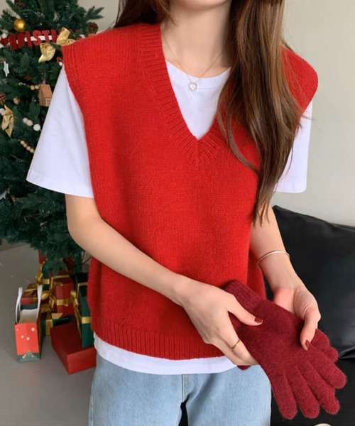 ROOPTOKYO（ループトウキョウ）の「▲Ｖ Neck Slit Knit Vest / ブイネック スリット ニットベスト（ベスト・メンズ・ブラック/グレー/レッド/イエロー/ライトベージュ・S/M）」の18枚目の写真