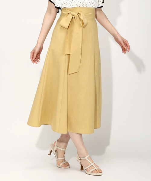 MISCH MASCH（ミッシュマッシュ）の「麻調スカート（スカート・レディース・ベージュ/イエロー/グレイッシュベージュ・SMALL/MEDIUM）」の3枚目の写真