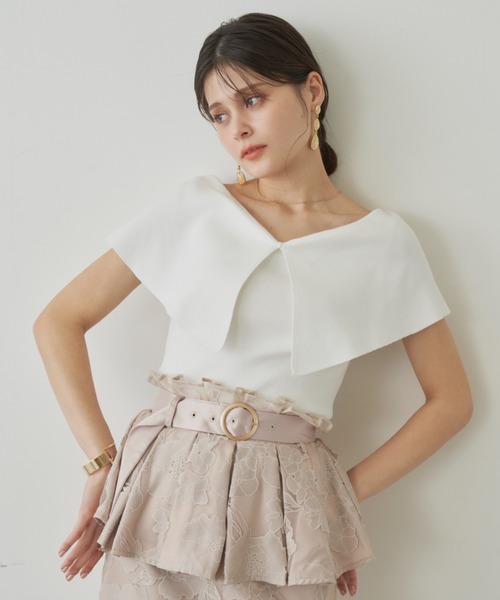 「VIOLETTA」 ノースリーブニット FREE グレー レディース VIOLETTA（ヴィオレッタ）の「ノースリーブビッグカラーニット