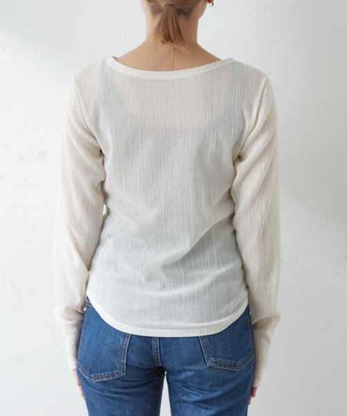 SHENERY（シーナリー）の「シアークレープブルーゼヘムロンTee（Tシャツ/カットソー・レディース・ブラック/オフホワイト・FREE）」の12枚目の写真