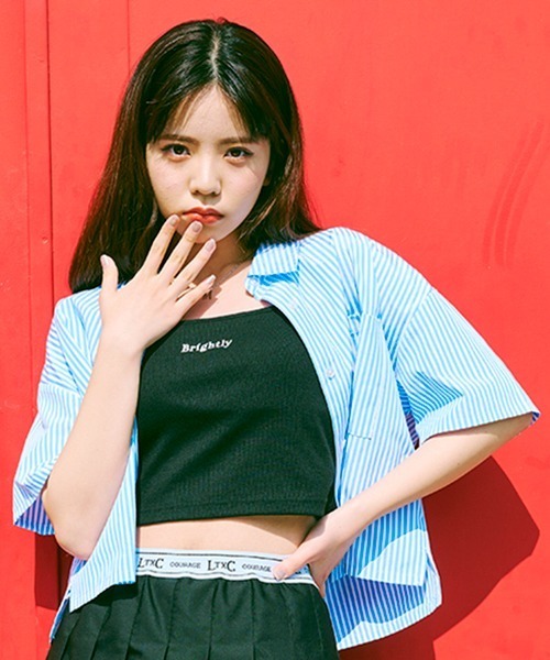 LOVETOXIC（ラブトキシック）の「【LTXC】半袖ストライプシャツインナーSET（シャツ/ブラウス・キッズ・ブラック/サックスブルー/グリーン/ブルー・S/M/L）」の4枚目の写真