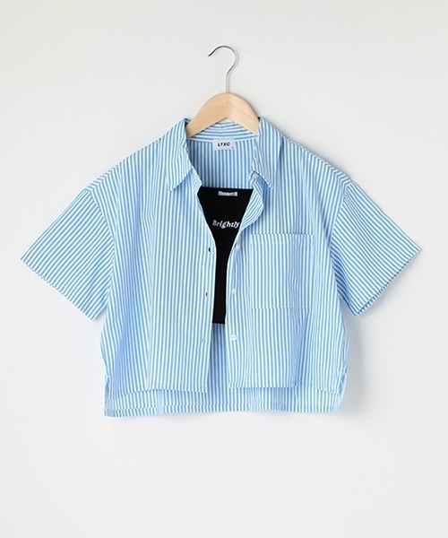♡hppk♡　machatt タキシードヨークロングシャツ　ストライプ ストライプヨークシャツ（ブルー） | MACHATT ONLINE STORE