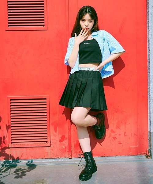 LOVETOXIC（ラブトキシック）の「【LTXC】半袖ストライプシャツインナーSET（シャツ/ブラウス・キッズ・ブラック/サックスブルー/グリーン/ブルー・S/M/L）」の5枚目の写真