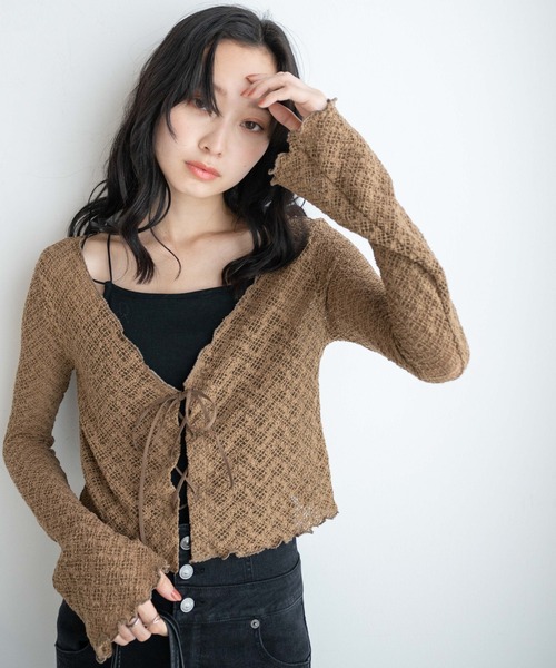 WEGO（ウィゴー）の「WEGO/フレアアームレーストップス（カーディガン/ボレロ・レディース・ブラウン/ブラック・FREE）」の13枚目の写真