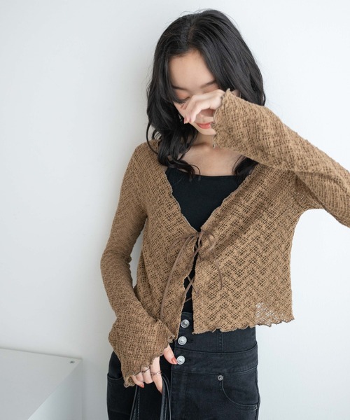 WEGO（ウィゴー）の「WEGO/フレアアームレーストップス（カーディガン/ボレロ・レディース・ブラウン/ブラック・FREE）」の14枚目の写真