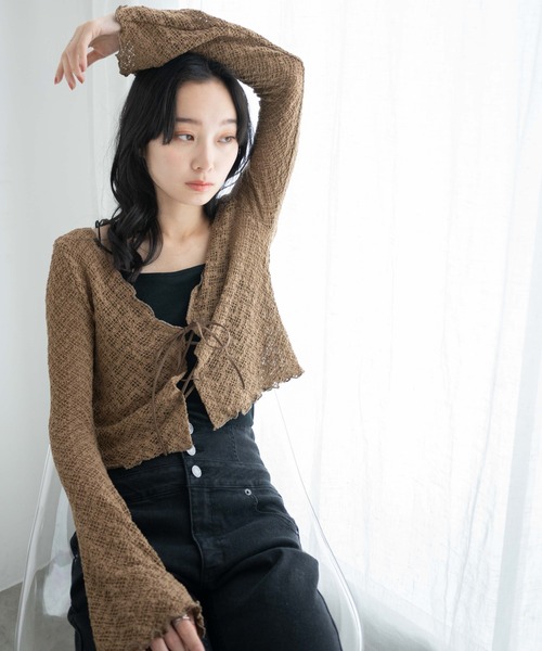 WEGO（ウィゴー）の「WEGO/フレアアームレーストップス（カーディガン/ボレロ・レディース・ブラウン/ブラック・FREE）」の15枚目の写真