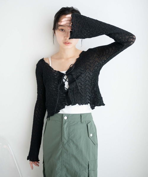 WEGO（ウィゴー）の「WEGO/フレアアームレーストップス（カーディガン/ボレロ・レディース・ブラウン/ブラック・FREE）」の9枚目の写真