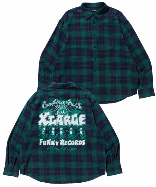 XLARGE（エクストララージ）の「XLARGE FUNKY RECORDS L/S SHIRT（シャツ/ブラウス・メンズ・ブラック/グリーン/オレンジ・S/L/M/XL）」の2枚目の写真