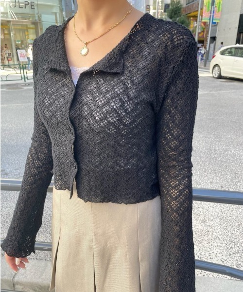 フクレシャーリングzipカーディガン