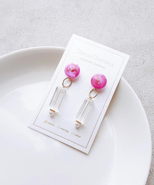 tone(トーン)の「【Cherie+Chambre】Vintage Button Pierce #8(ピアス(両耳用)・レディース・ピンク/グリーン・FREE)」の2枚目の写真