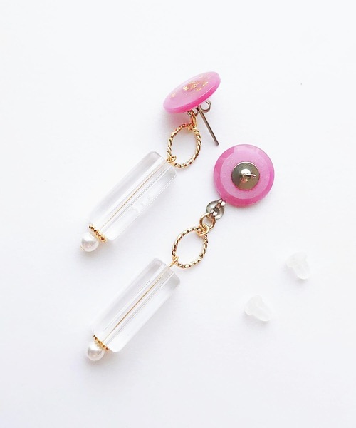 tone(トーン)の「【Cherie+Chambre】Vintage Button Pierce #8(ピアス(両耳用)・レディース・ピンク/グリーン・FREE)」の5枚目の写真