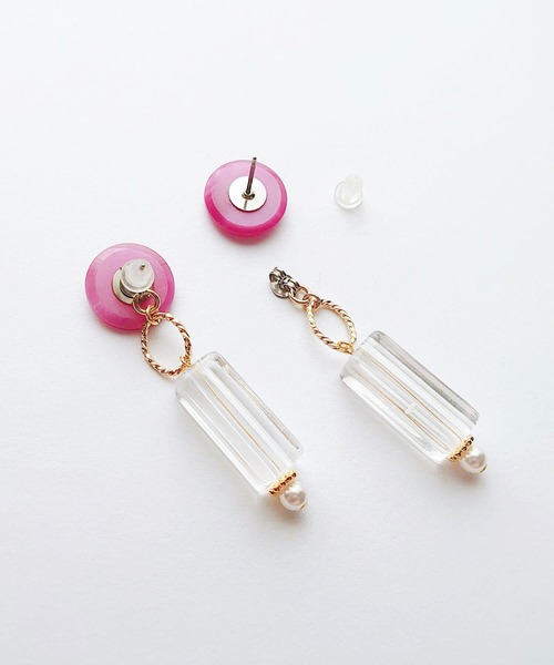 tone(トーン)の「【Cherie+Chambre】Vintage Button Pierce #8(ピアス(両耳用)・レディース・ピンク/グリーン・FREE)」の6枚目の写真