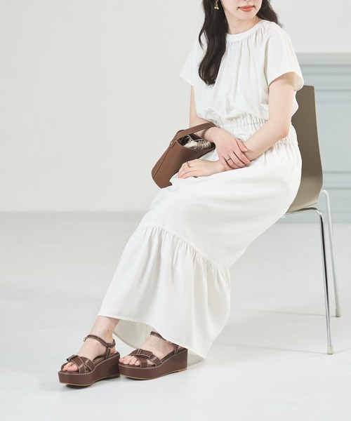 acro（アクロ）の「■Wフロントフレンチスリーブワンピース/AC3509（ワンピース・レディース・グリーン/アイボリー/ブラウン/ネイビー・ﾌﾘ-）」の14枚目の写真