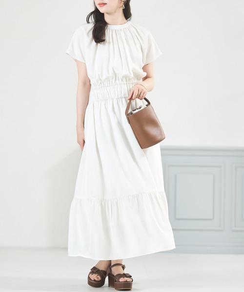 acro（アクロ）の「■Wフロントフレンチスリーブワンピース/AC3509（ワンピース・レディース・グリーン/アイボリー/ブラウン/ネイビー・ﾌﾘ-）」の16枚目の写真