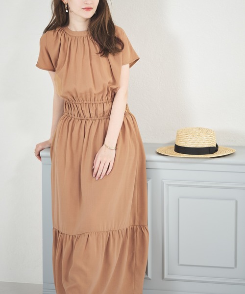 acro（アクロ）の「■Wフロントフレンチスリーブワンピース/AC3509（ワンピース・レディース・グリーン/アイボリー/ブラウン/ネイビー・ﾌﾘ-）」の17枚目の写真