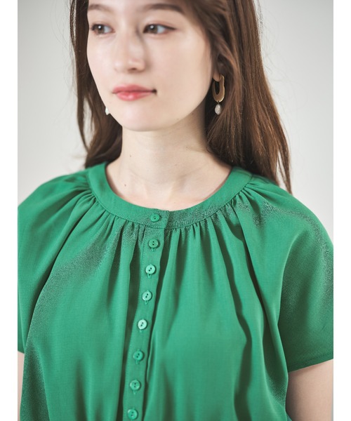 acro（アクロ）の「■Wフロントフレンチスリーブワンピース/AC3509（ワンピース・レディース・グリーン/アイボリー/ブラウン/ネイビー・ﾌﾘ-）」の21枚目の写真