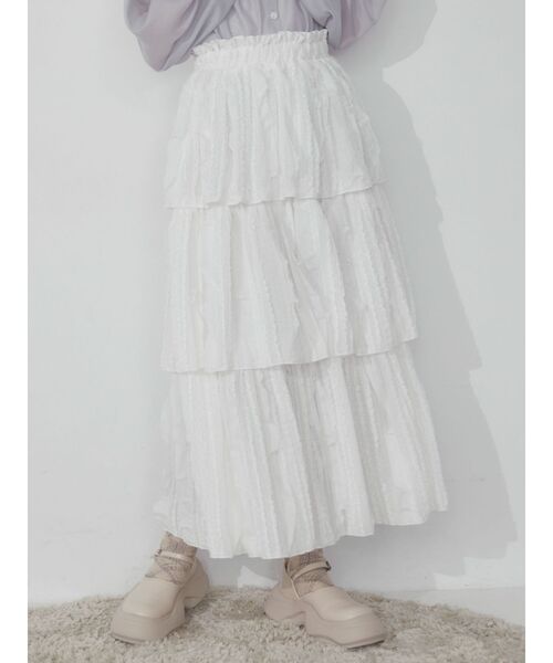 merry jenny（メリージェニー）の「frill frill frillティアードスカート（スカート・レディース・アイボリー/オフホワイト/ブラック・FREE）」の10枚目の写真
