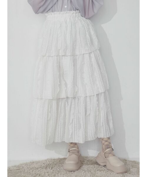 merry jenny（メリージェニー）の「frill frill frillティアードスカート（スカート・レディース・アイボリー/オフホワイト/ブラック・FREE）」の16枚目の写真