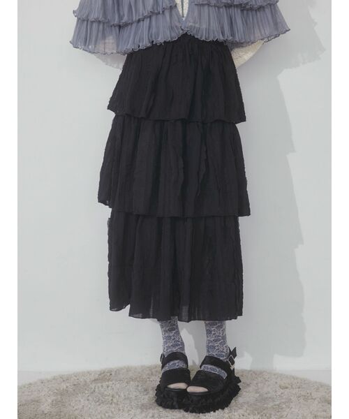 merry jenny（メリージェニー）の「frill frill frillティアードスカート（スカート・レディース・アイボリー/オフホワイト/ブラック・FREE）」の4枚目の写真