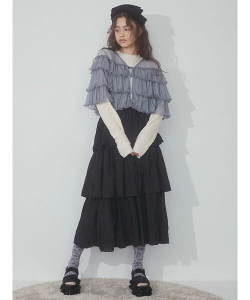 merry jenny（メリージェニー）の「frill frill frillティアードスカート（スカート・レディース・アイボリー/オフホワイト/ブラック・FREE）」の11枚目の写真