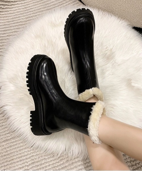 Burner(バーナー)の「【OKUOKU Recommend Select】厚底 ボア素材 ブーツ oku-shoes-690039528134-50(ブーツ・レディース・ブラック系その他/ホワイト系その他/ブラック/アイボリー・38/40/36)」の4枚目の写真
