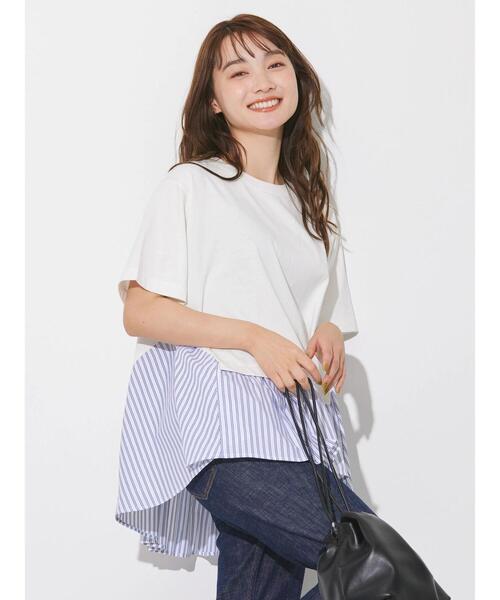 セール】ワッフル異素材プルオーバー（Tシャツ/カットソー