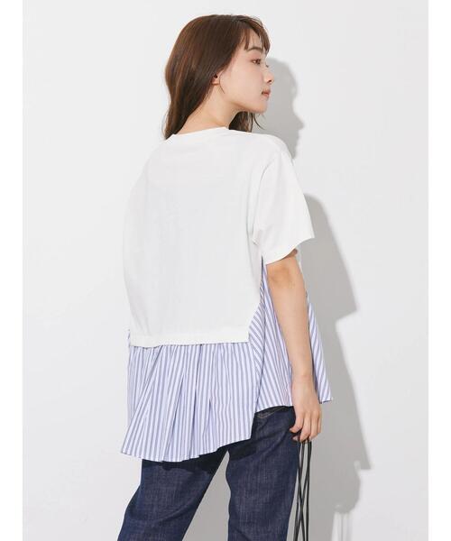 AMERICAN HOLIC（アメリカンホリック）の「異素材ドッキングストライププルオーバー（Tシャツ/カットソー・レディース・ブラック/ネイビー/オフホワイト・L/M）」の8枚目の写真