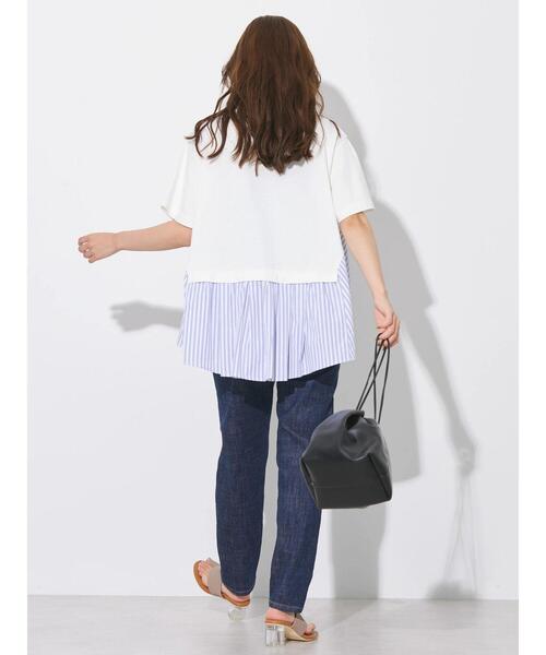 AMERICAN HOLIC（アメリカンホリック）の「異素材ドッキングストライププルオーバー（Tシャツ/カットソー・レディース・ブラック/ネイビー/オフホワイト・L/M）」の11枚目の写真