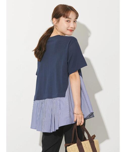AMERICAN HOLIC（アメリカンホリック）の「異素材ドッキングストライププルオーバー（Tシャツ/カットソー・レディース・ブラック/ネイビー/オフホワイト・L/M）」の14枚目の写真
