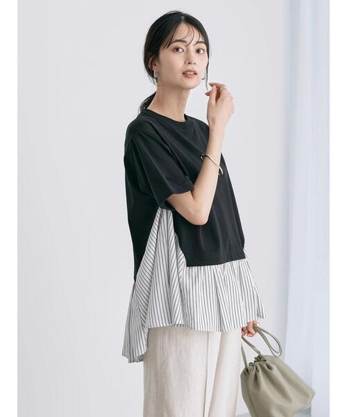 AMERICAN HOLIC（アメリカンホリック）の「異素材ドッキングストライププルオーバー（Tシャツ/カットソー・レディース・ブラック/ネイビー/オフホワイト・L/M）」の20枚目の写真
