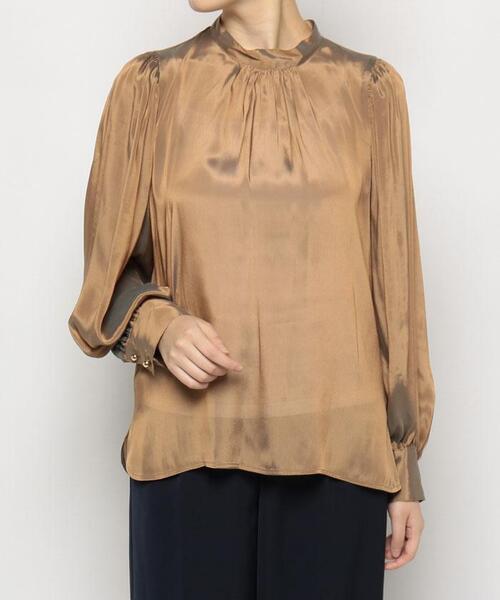 BEATRICE（ベアトリス）の「【BEATRICE】シルキーパフスリーブブラウス（シャツ/ブラウス・レディース・ブラウン/ブラック・2）」の3枚目の写真