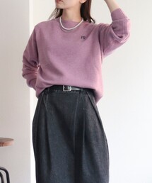 fredy emue | 刺繍入り天竺クルーネックプルオーバーニット(ニット/セーター)