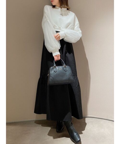 dazzlin（ダズリン）の「チュールスリーブロゴプルオーバー（Tシャツ/カットソー・レディース・チャコールグレー/ベージュ/オフホワイト・FREE）」の16枚目の写真