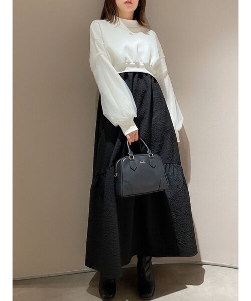 dazzlin（ダズリン）の「チュールスリーブロゴプルオーバー（Tシャツ/カットソー・レディース・チャコールグレー/ベージュ/オフホワイト・FREE）」の17枚目の写真