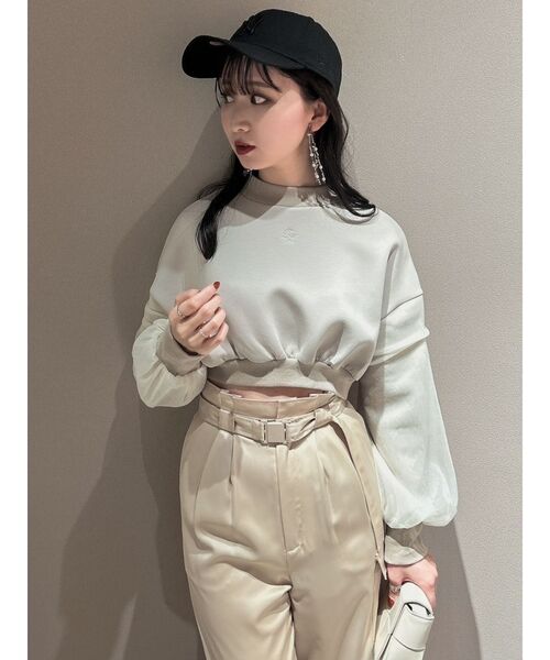 dazzlin（ダズリン）の「チュールスリーブロゴプルオーバー（Tシャツ/カットソー・レディース・チャコールグレー/ベージュ/オフホワイト・FREE）」の10枚目の写真