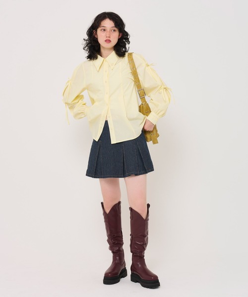 TINA:JOJUN(ティーナジョジュン)の「タックリボン袖 ブラウス TINA:JOJUN(シャツ/ブラウス・レディース・チャコール/クリーム/ホワイト・M)」の10枚目の写真