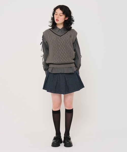 TINA:JOJUN(ティーナジョジュン)の「タックリボン袖 ブラウス TINA:JOJUN(シャツ/ブラウス・レディース・チャコール/クリーム/ホワイト・M)」の17枚目の写真