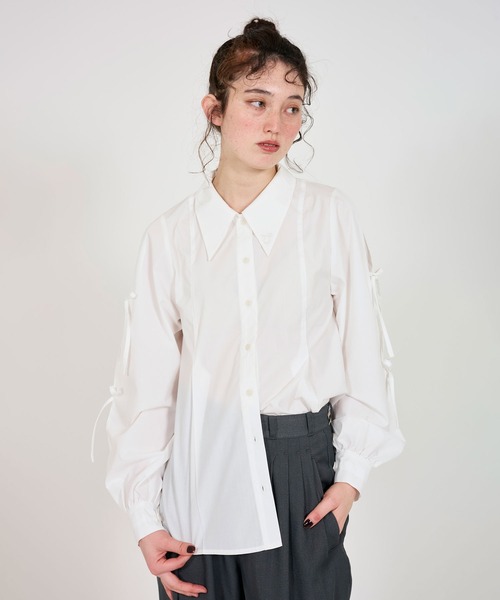 トップス ANDMARY Tina ribbon tops white ANDMARY】Tina ribbon tops