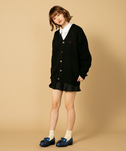 BEVERLY HILLS POLO CLUB（ビバリーヒルズポロクラブ）の「【BEVERLY HILLS POLO CLUB/ビバリーヒルズポロクラブ 】モヘアタッチ　無地　ニット　カーディガン　ワンポイントロゴ刺繍（カーディガン/ボレロ・レディース・ラベンダー/サックスブルー/レッド/ライトグリーン/ブラック/キャメル・MEDIUM/LARGE）」の8枚目の写真