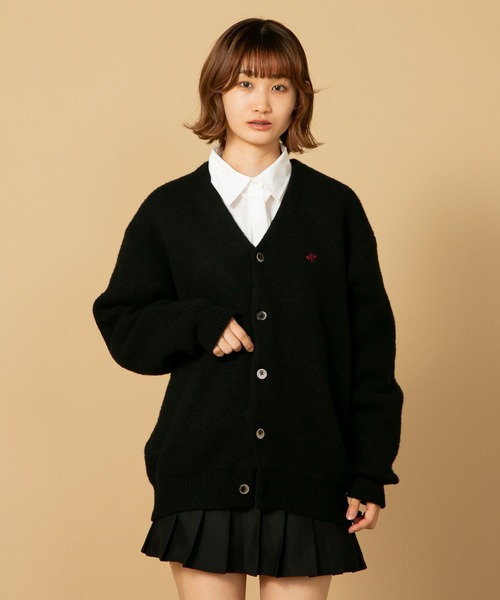 BEVERLY HILLS POLO CLUB（ビバリーヒルズポロクラブ）の「【BEVERLY HILLS POLO CLUB/ビバリーヒルズポロクラブ 】モヘアタッチ　無地　ニット　カーディガン　ワンポイントロゴ刺繍（カーディガン/ボレロ・レディース・ラベンダー/サックスブルー/レッド/ライトグリーン/ブラック/キャメル・MEDIUM/LARGE）」の9枚目の写真