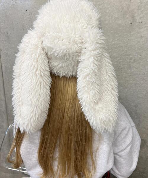 WC(ダブル シー)の「うさ耳フェイクファーハット(ハット・レディース・ブラック/ホワイト・FREE)」の5枚目の写真