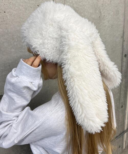 WC(ダブル シー)の「うさ耳フェイクファーハット(ハット・レディース・ブラック/ホワイト・FREE)」の6枚目の写真